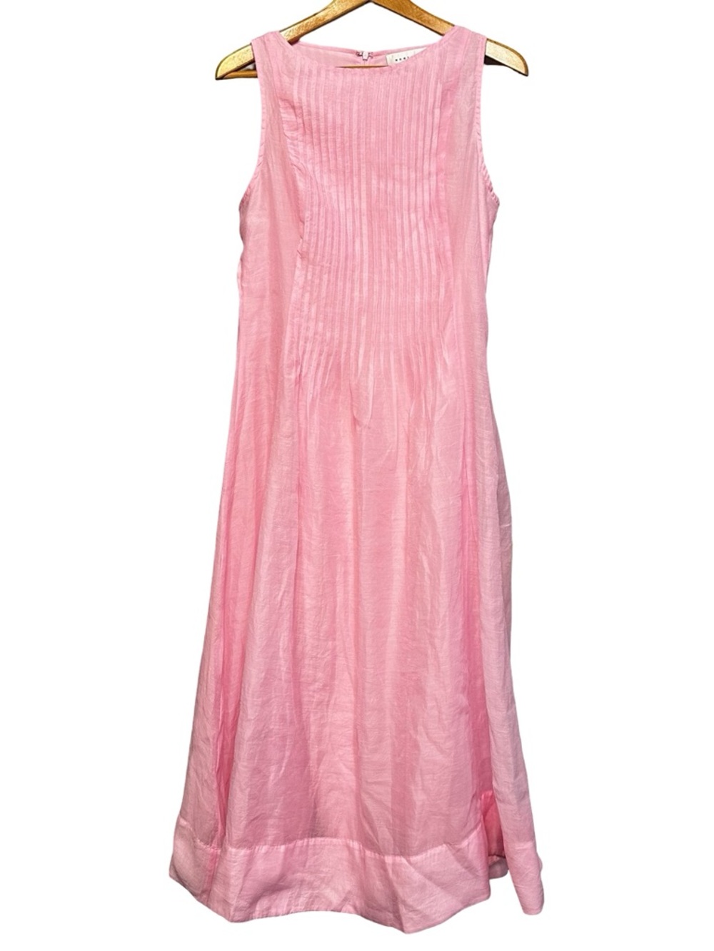 NEW Endless Rose Pink Sleeveless Midi Dress Medium Pintuck High Neck Spring - Picture 2 of 12